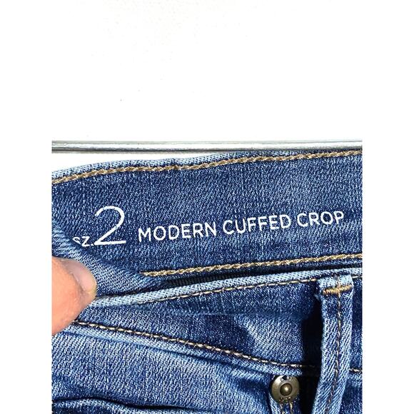 Loft Modern Cuffed Crop Whiskered Jeans Womens 2 Stretch Preppy Capsule Normcore - Picture 5 of 7